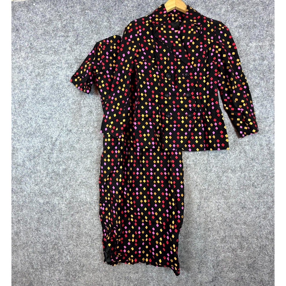 Womens Blazer & Dress Set Black XS / Small Office Party Cheongsam 70s 60s Vibe